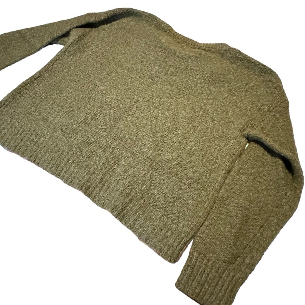 American Eagle Olive Green, LaceUp Cropped Y2k 90’s Casual Everyday Sweater sz M - Picture 7 of 14